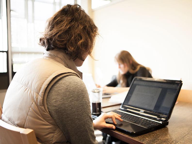 Student on computer